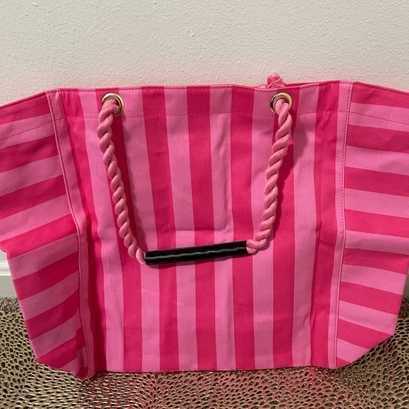 NEW, Victoria's Secret Pink Striped Canvas Weekender Tote. - Picture 9 of 10